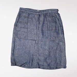 Steven Alan Blue Chambray Linen Skirt Lightweight Made In USA Size 6